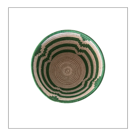 Small Green + White Woven Basket