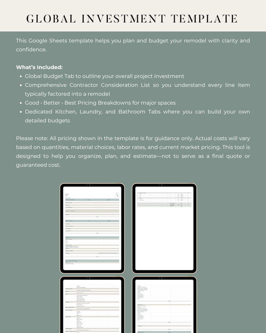 Investment Spreedsheet (Digital Product)