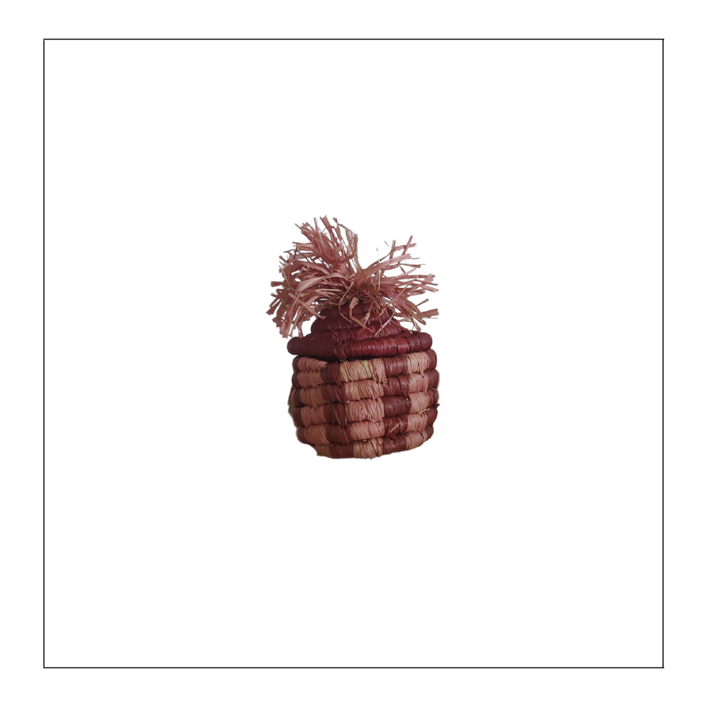 Pom Basket Ornament - Pink + Red