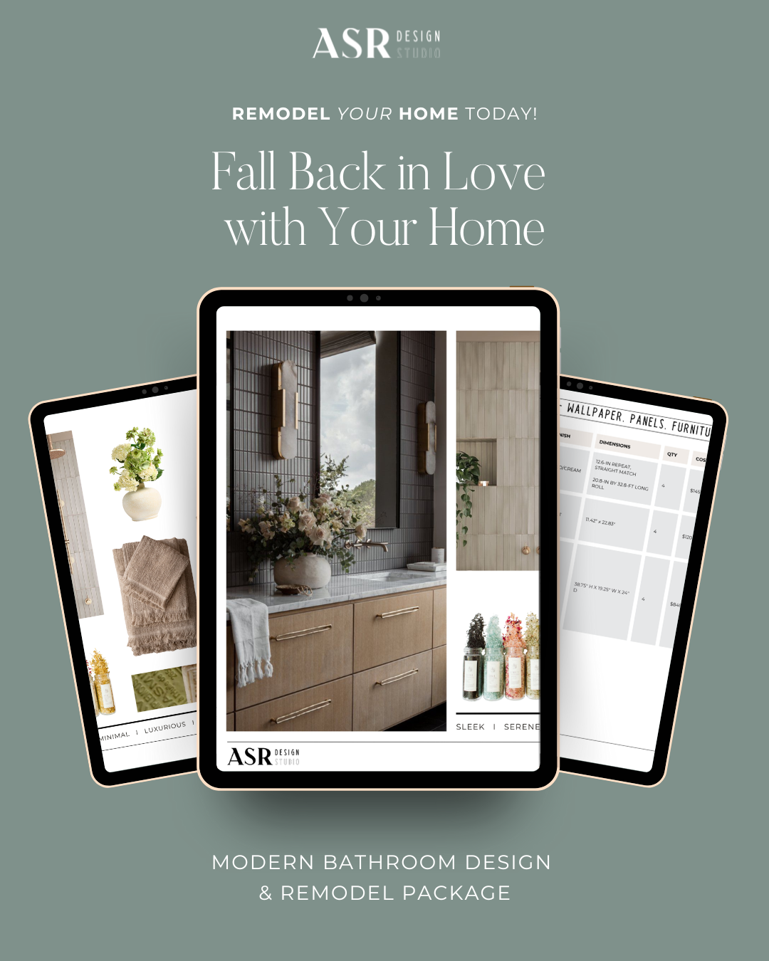 Modern bathroom design and remodel template by ASR Design Studio