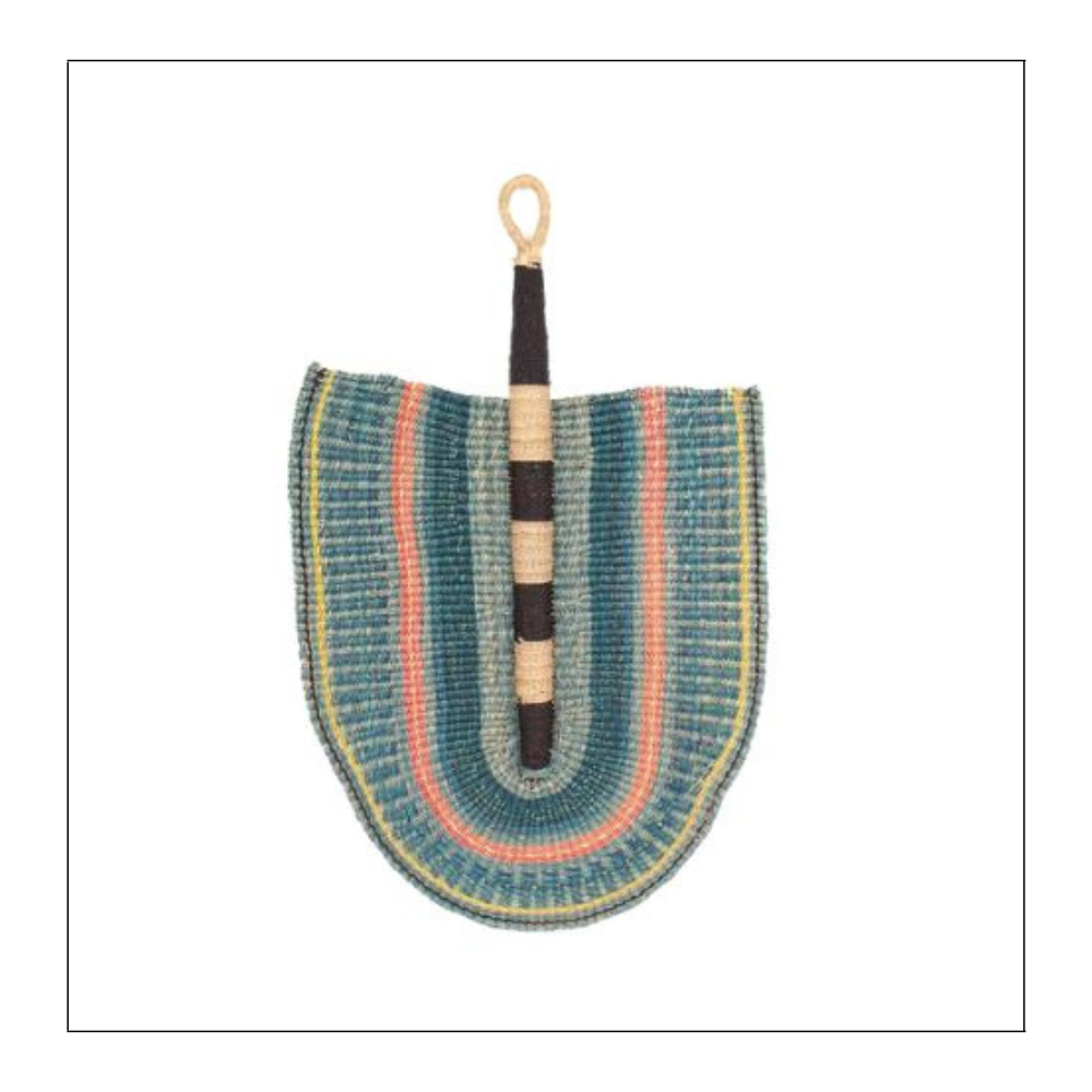 Fan in Sky Blue & Orange Checkers