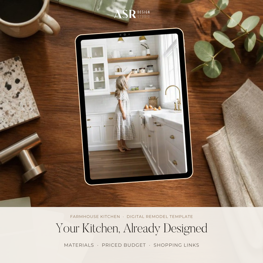 Farmhouse kitchen remodel template cover by ASR Design Studio