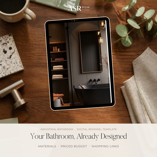 Industrial bathroom remodel template cover by ASR Design Studio