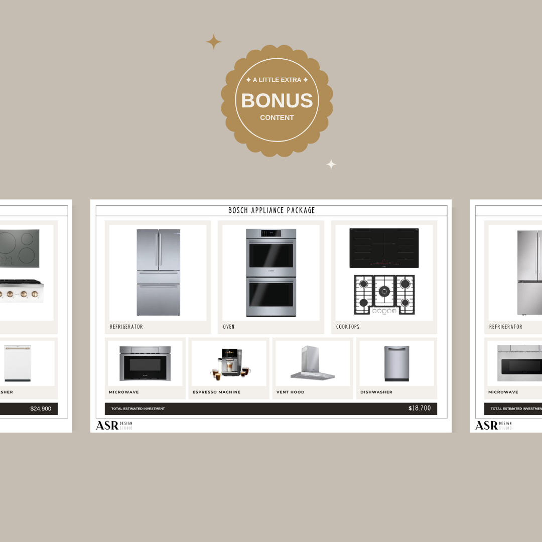 Kitchen appliance package add-on page preview with curated appliance selections
