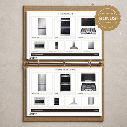 Kitchen appliance package add-on printed in a binder
