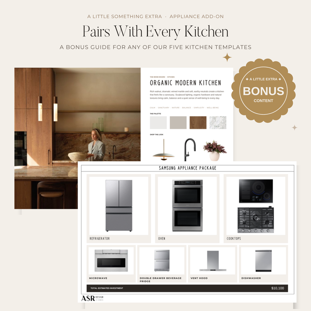 Kitchen appliance package add-on that pairs with every kitchen template