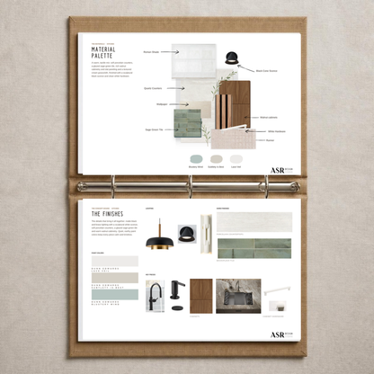 Mid-Century Modern kitchen remodel plan printed and organized in a binder