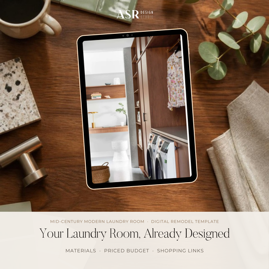 Mid-Century Modern laundry room remodel template cover by ASR Design Studio
