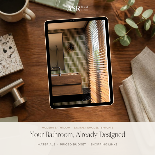 Modern bathroom remodel template cover by ASR Design Studio