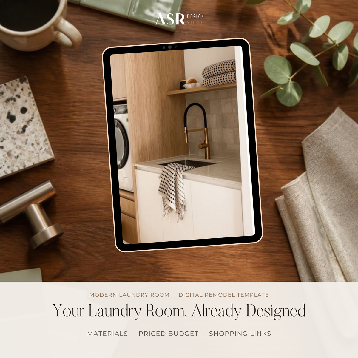 Modern laundry room remodel template cover by ASR Design Studio