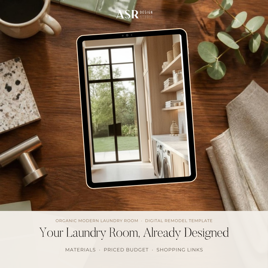 Organic Modern laundry room remodel template cover by ASR Design Studio