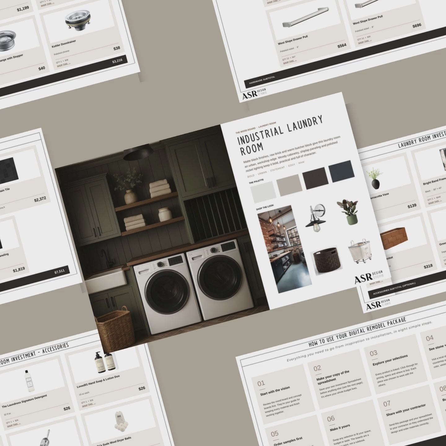 Video walkthrough of the Industrial laundry room remodel template